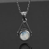 6mm Moonstone Pendant Necklace with Silver Chain 925 Silver Jewelry