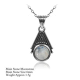 6mm Moonstone Pendant Necklace with Silver Chain 925 Silver Jewelry