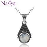 6mm Moonstone Pendant Necklace with Silver Chain 925 Silver Jewelry