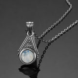 6mm Moonstone Pendant Necklace with Silver Chain 925 Silver Jewelry