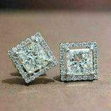 Classic Square CZ 925 Silver Stud Earrings CZ Crystal Women Men Party Brincos