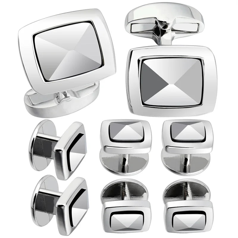 Square Cuff Links Gun-Plated Tuxedo Studs