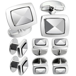Square Cuff Links Gun-Plated Tuxedo Studs