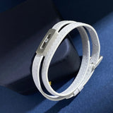 Stainless Steel Slide Stone Multicolor Leather Charm Bracelet