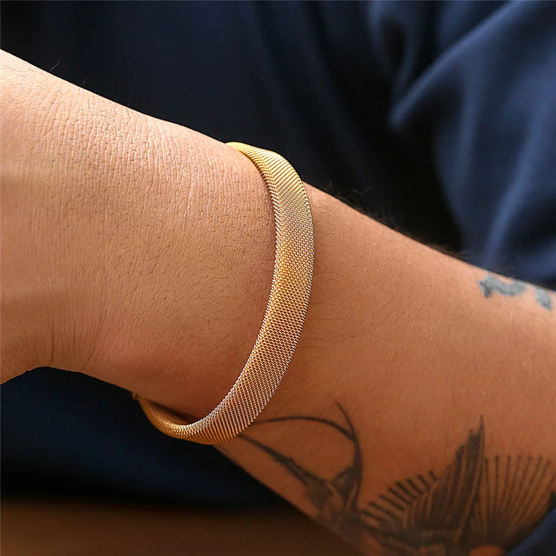 Stainless Steel Open Cuff Bangle Vintage Bracelet