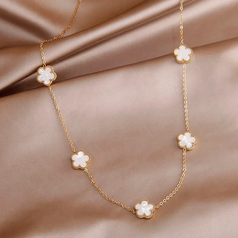 Vintage Stainless Steel Flower Charm Bracelet for Women
