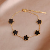 Vintage Stainless Steel Flower Charm Bracelet for Women