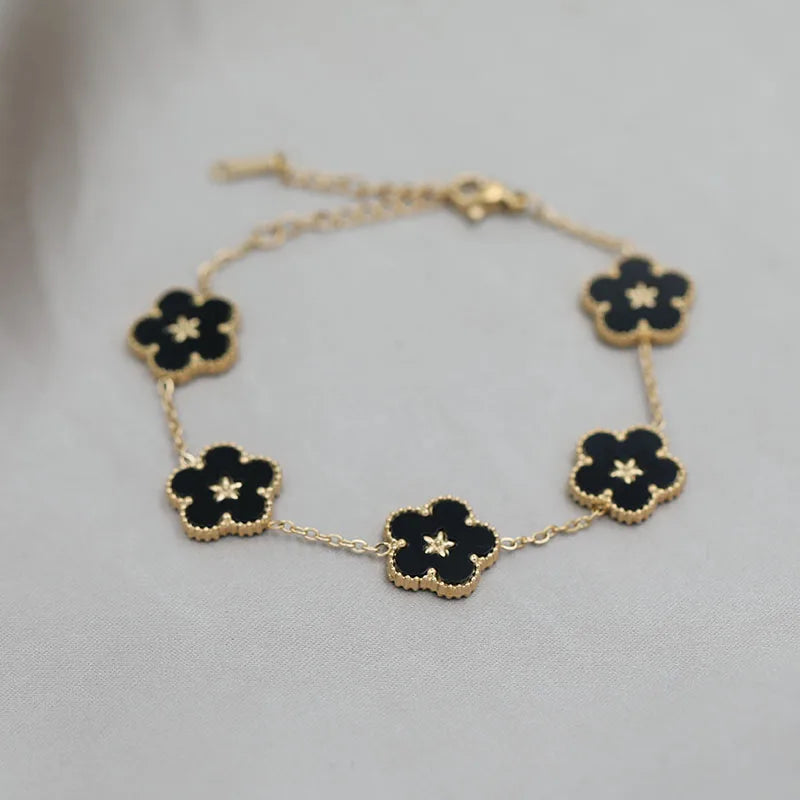 Stainless Steel Flower Charm Bracelet