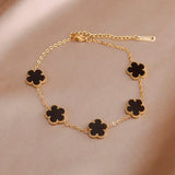 Stainless Steel Flower Charm Bracelet