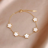 Stainless Steel Flower Charm Bracelet