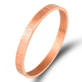 Stainless Steel Couple Cuff Bracelet Roman Numeral Lover Bangle
