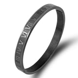 Stainless Steel Couple Cuff Bracelet Roman Numeral Lover Bangle