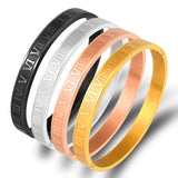 Stainless Steel Couple Cuff Bracelet Roman Numeral Lover Bangle