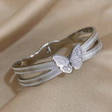 Vintage Stainless Steel Butterfly Bangles Bracelets for Women
