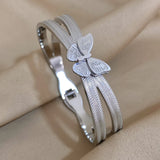 Vintage Stainless Steel Butterfly Bangles Bracelets for Women