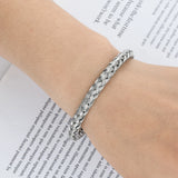 Classic Stainless Steel Chain Link Cuff Bracelet Men Women OL Jewelry