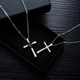 Stainless Steel Cross Zircon Pendant Necklace