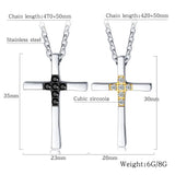 Stainless Steel Cross Zircon Pendant Necklace