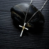 Stainless Steel Cross Zircon Pendant Necklace