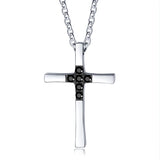 Stainless Steel Cross Zircon Pendant Necklace