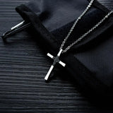 Stainless Steel Cross Zircon Pendant Necklace