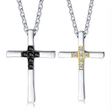 Stainless Steel Cross Zircon Pendant Necklace