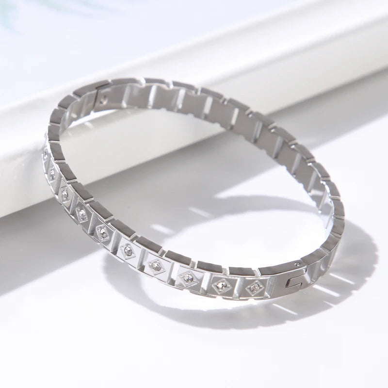 Stainless Steel Crystal Bracelet Bangle for Women Girls
