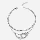 Stainless Steel Multi-Layer Foot Chain Handcuffs Ankle Bracelet for Women