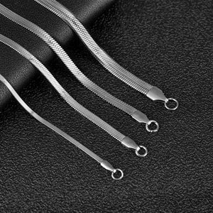 Stainless Steel Flat Chain Necklace for Men Women Chokers Clavicle Necklace