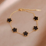 Stainless Steel Flower Charm Bracelet for Women Jewelry