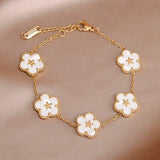Stainless Steel Flower Charm Bracelet for Women Jewelry
