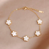 Stainless Steel Flower Charm Bracelet for Women Jewelry