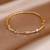 Stainless Steel Geometric Crystal Bangles for Women