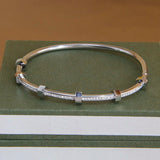 Stainless Steel Geometric Crystal Bangles for Women