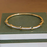 Stainless Steel Geometric Crystal Bangles for Women