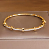 Stainless Steel Geometric Crystal Bangles for Women