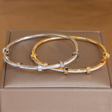 Stainless Steel Geometric Crystal Bangles for Women