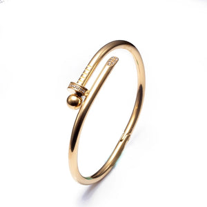 Stainless Steel Crystal Bangles Screws Bracelets Women Girl Jewelry