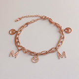 Stainless Steel Letter M Bracelet for Women Double Layer Charm Chain