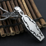 Stainless Steel Punk Cross Coffin Skull Pendant Necklace