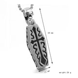 Stainless Steel Punk Cross Coffin Skull Pendant Necklace
