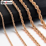Stainless Steel Rope Chain Rose Necklace Unisex