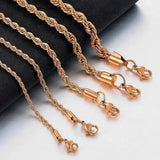 Stainless Steel Rope Chain Rose Necklace Unisex
