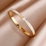 Stainless Steel Shell Letter V Charm Bracelet for Women Crystal Roman Bracelets