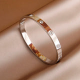 Stainless Steel Crystal Charm Bracelet