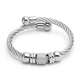 Stainless Steel Strand Beads Bangles Wire Cuff Braided Male Charm Link Bracelets
