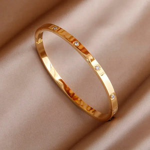 Stainless Steel Charm Bracelet Crystal Open Bracelets