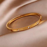 Stainless Steel Charm Bracelet Crystal Open Bracelets