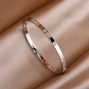 Stainless Steel Charm Bracelet Crystal Open Bracelets