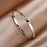 Stainless Steel Charm Bracelet Crystal Open Bracelets